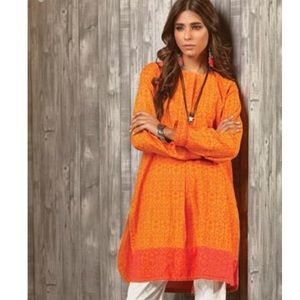 Orange hand loom tunic